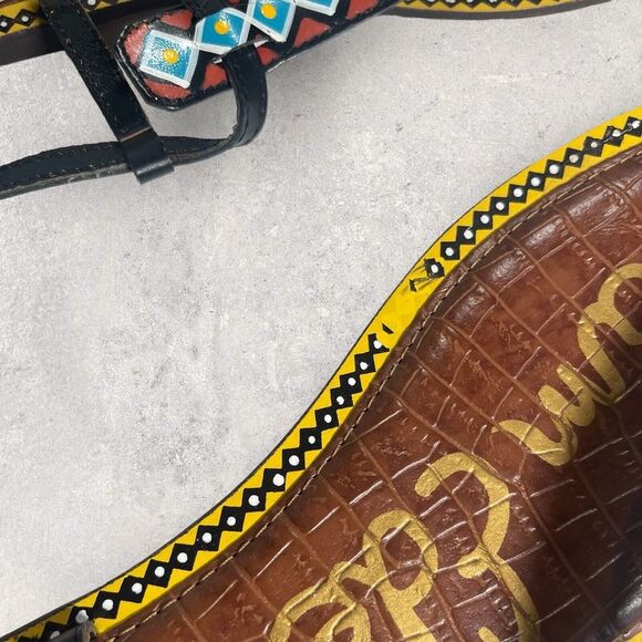 Sam Edelman Gigi Saddle Painted Tribal Leather Thong Sandal Women Size 8 - Picture 6 of 11